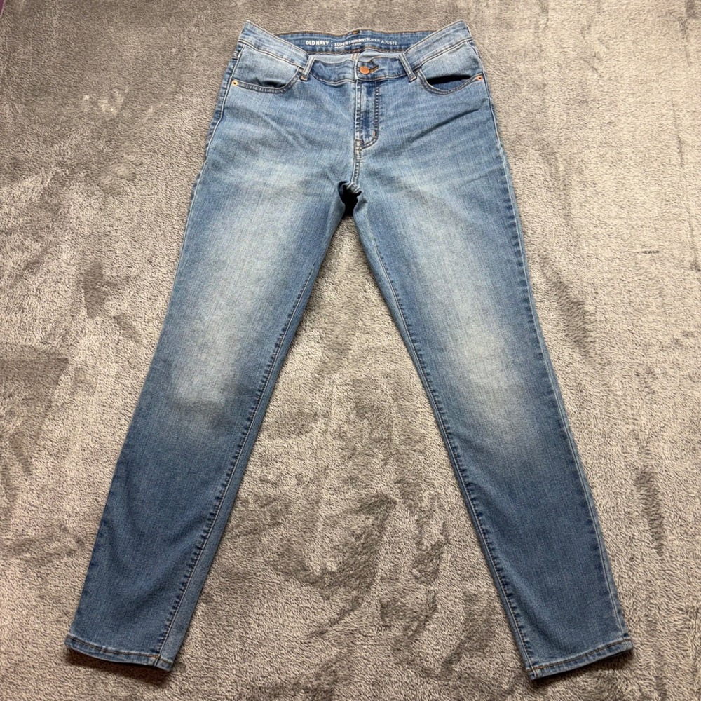 Old Navy Super Skinny Jeans Womens 10 Blue Good Mid-Rise‎ Zip Fly Stretch Denim